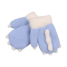 Теплые модные бархатные Детские утепленные перчатки, детские перчатки на палец, зимние большие детские вязаные перчатки на пол пальца, перчатки для мальчика Mitte