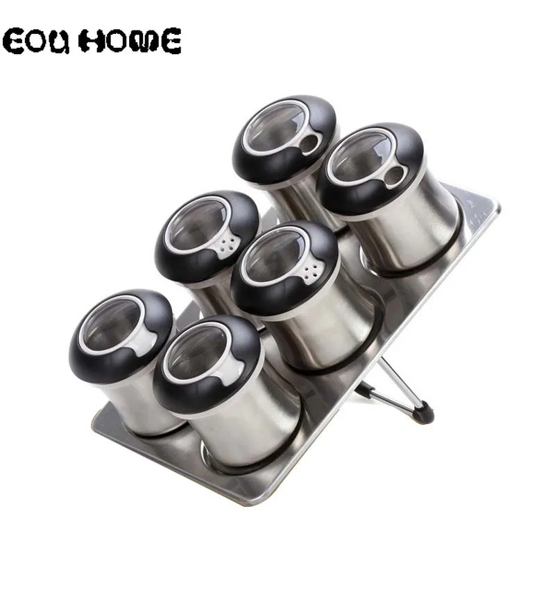 7 Pcs/Set Rotatable Pepper Shakers Stainless Steel Magnetic Cans Set for Spice Salt Jars Coffee Condiment Sauce Storage Box | Дом и сад