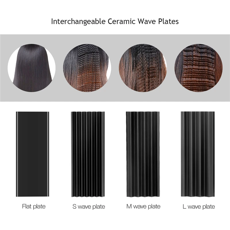Baratos Rizador de pelo 4 en 1 + guante resistente al calor rizador de pelo de cerámica rodillo eléctrico rizador ondulado 42