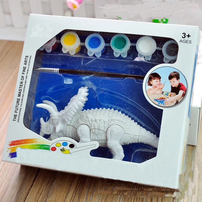 1Piece-Plastic-Dinosaur-Model-Hand-Painted-Pen-Color-Painted-Plaster-Children-Doll-DIY-Model-3D-Dinosaur (1)