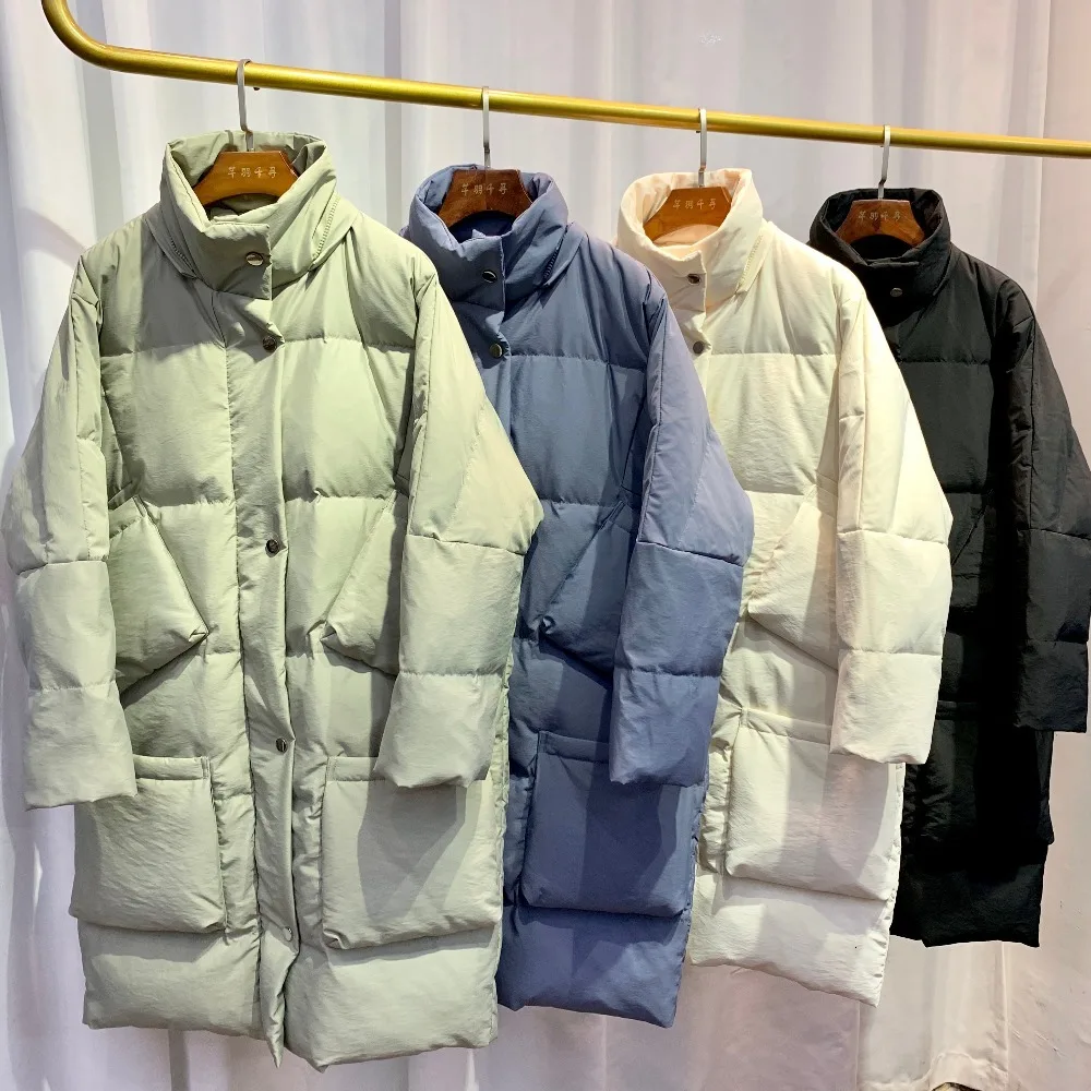 Thick Hooded Loose Warm Real Natural Fox Fur Collar Down Parka Winter Women Coat Long White Duck Down Jacket Female L080