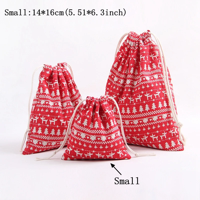 1pc-Red tree-S Картина хлопковой елки, сумка на шнурке, Женский дорожный кейс для косметики, косметики, обуви, тканевый чехол для хранения, органайзер, сумки, рождественский подарок - Цвет: 1pc-Red tree-S