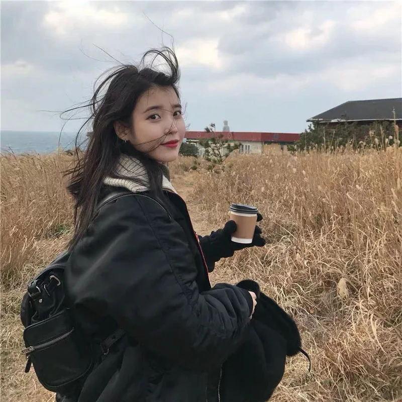 

Li zhi en Celebrity Style Baseball Uniform Cotton-padded Clothes Thick Oversize Pilots Jacket Women's Autumn And Winter Cotton C