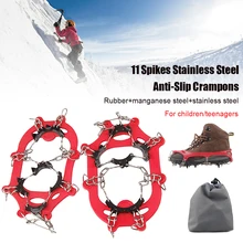 

Crampons Traction Cleats 11 Spikes Stainless Steel Anti-Slip Ice Snow Grip Shoes Boots Walking Fishing Hiking Winter Snow Spike