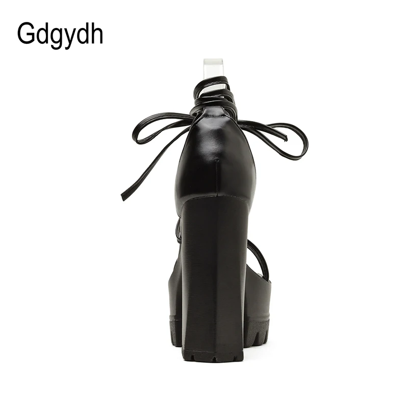 Женские босоножки на толстой платформе Gdgydh черные Босоножки с открытым носком и