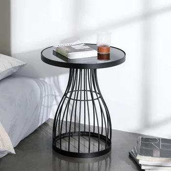 

Solid line support Nordic light luxury small side table mirror highlight living room storage sofa side table modern simple round