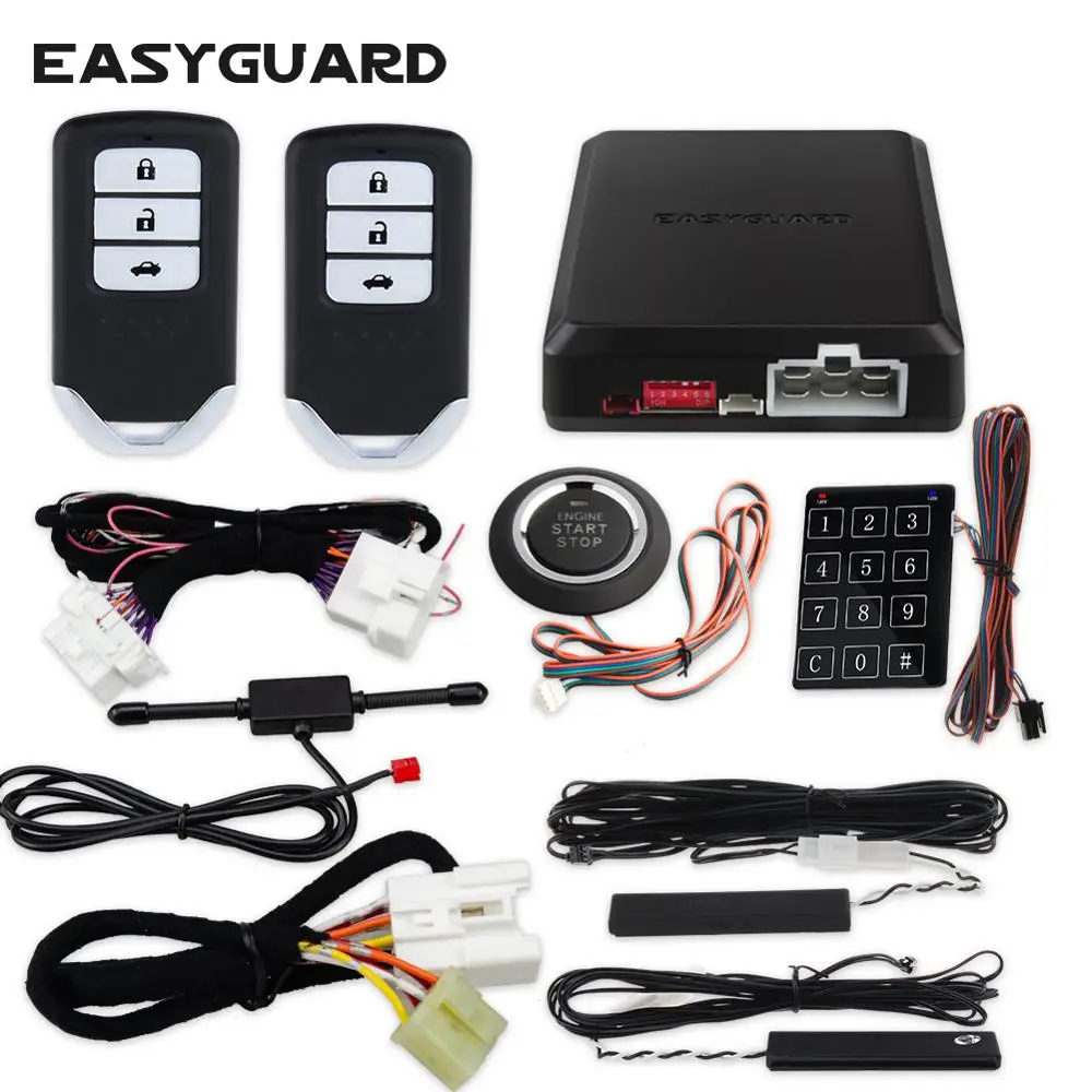 EASYGUARD может комплект шин Подходит для автомобилей honda plug and play кнопка запуска остановки дистанционного центрального замка автомобиля системы безопасности DC12V