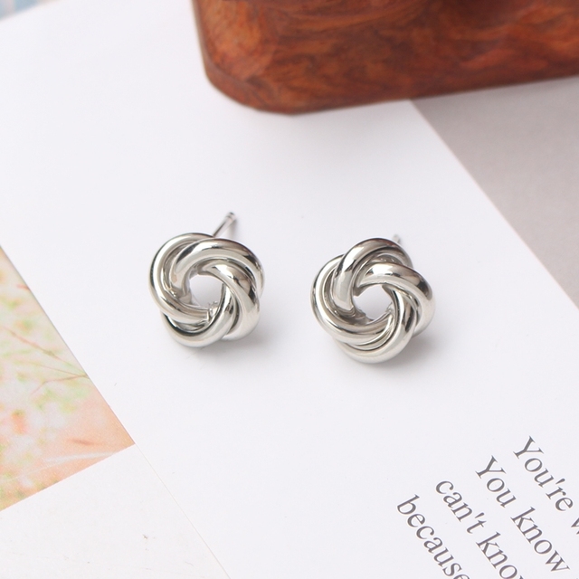 Small Metal Knot Twist Stud Earrings Women Geometric Statement Earrings Maxi Punk Party Vintage Christmas Day Gifts Bijoux
