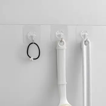 

Quality Hook Clear Adhesive Hooks Heavy Duty Wall Hooks Waterproof Wall Sticky Hanger For Kitchen Bathroom Daily Life