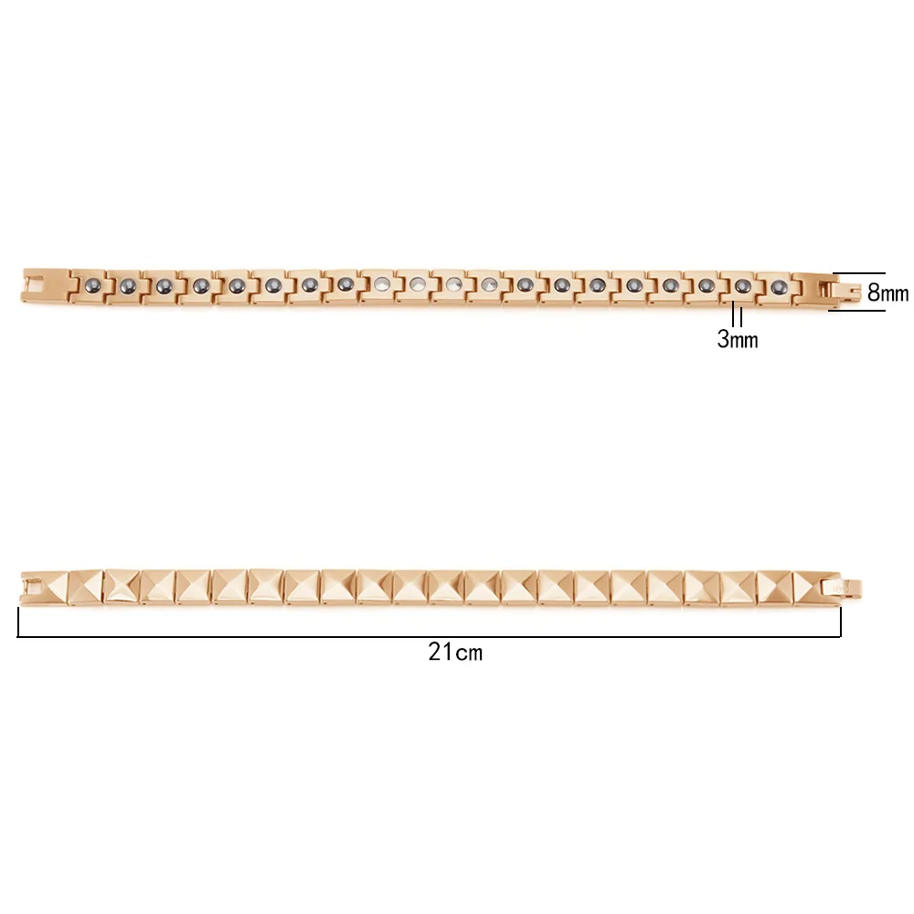 IP Rose Gold Ювелирные изделия Wollet 99.999% Германий гематит чистый титановый магнитный браслет для мужчин и женщин Мода Здоровье Уход лечебная энергия - Окраска металла: IP Rose Gold