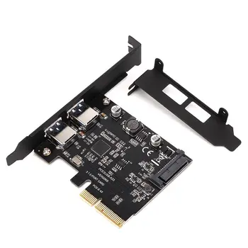 

USB3.1 Expansion Card TYPE-C+TYPE-A Desktop Expansion Card for ASMedia ASM3142 10Gbps Support PCI-E2X 4X 8X 16X Interface