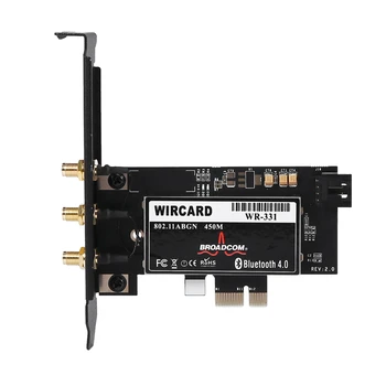 

WIRCARD CM94331Csax 802.11N WiFi+Bluetooth 4.0 PC Desktop WLAN Card Pci-E 1X-16X Adapter for Broadcom Mac OS & 6DB Dual Band Ant