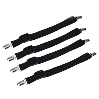 

4pcs Elastic Bed Sheet Clip Retaining Clip Belt Fastener Adjustable Length Mattress Non-slip Clip Blanket Gripper Sheet Buckle