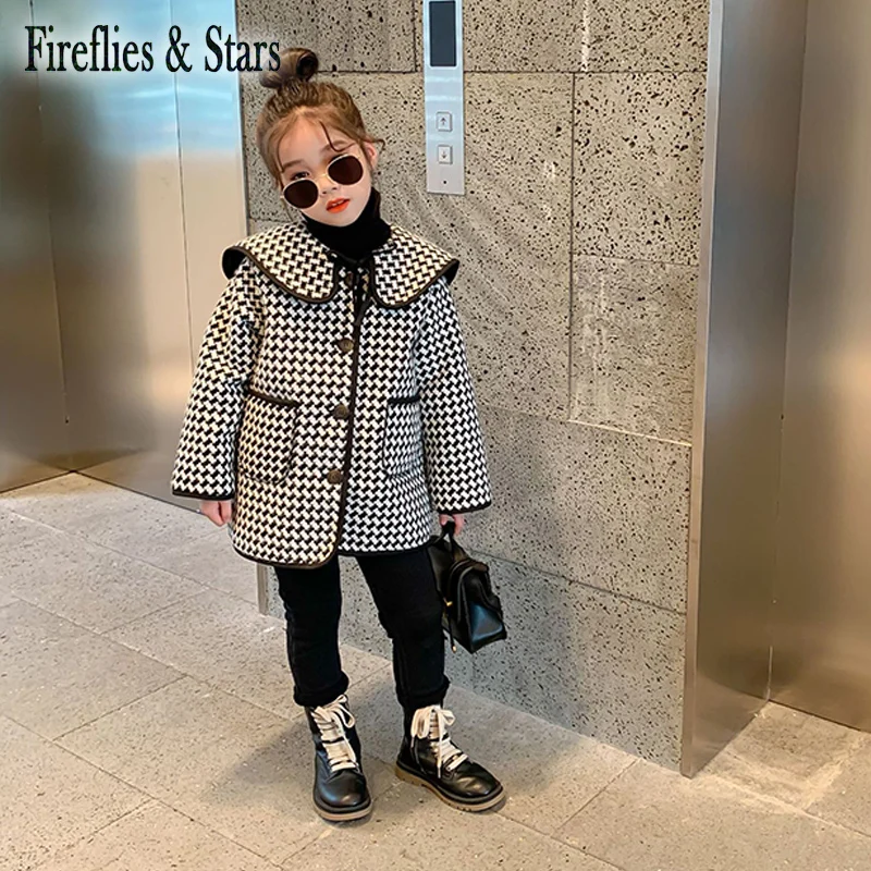 

Winter Girls Fur Jacket Baby Fur Coat Toddler Outwear Kids Streetwear Clothes Faux Fur Grid Check Plaid Warm Velvet 2 To 9 Yrs