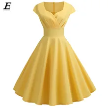 Летнее женское винтажное платье 50S 60S с коротким рукавом и v-образным вырезом, повседневные Элегантные вечерние платья миди в стиле ретро, платья размера плюс