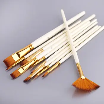 

10pcs/set Paint Brushes Watercolor Gouache Fine Nylon Hair Round Filbert Angel Flat Paintbrushes for Art Acrylic Oil Painting