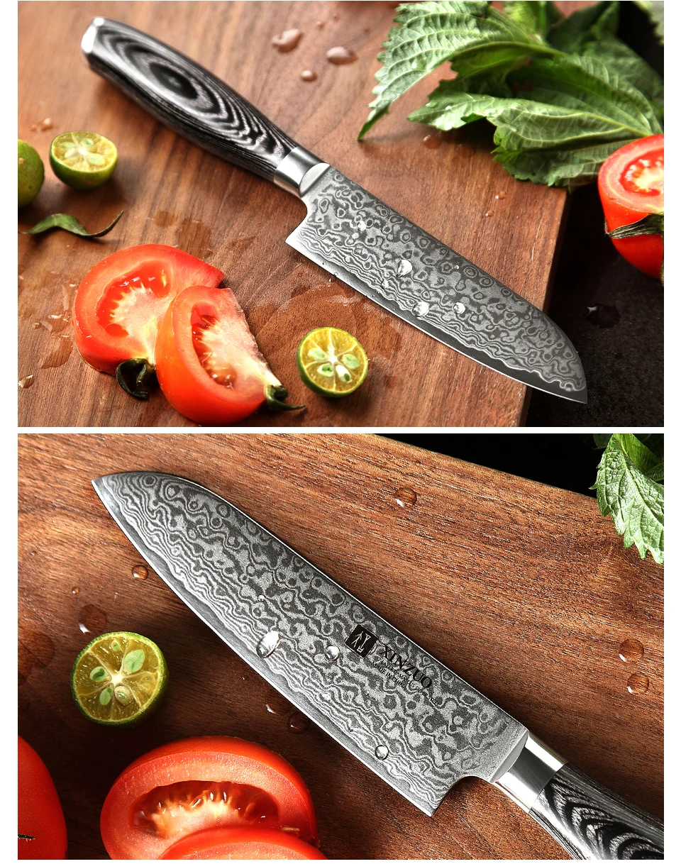 XINZUO " Santoku ножи 67 слоев японский стиль VG10 дамасский кухонный нож шеф-повара для овощей кованая сталь Pakkawood ручка
