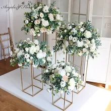 Custom Large 70cm Artificial Flower Ball Wedding Table Centerpieces Stand Decor Table Flower Geometric Shelf Party Stage Display