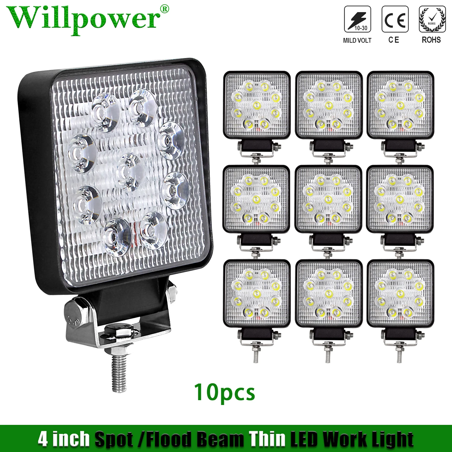 

10x внедорожнике 4 "светодиодный головной светильник тонкий пятно светильник 4x4 грузовик внедорожнохо пикапа потока осветительный противотуманный UTV ATV погрузчик трактора рабочий светильник