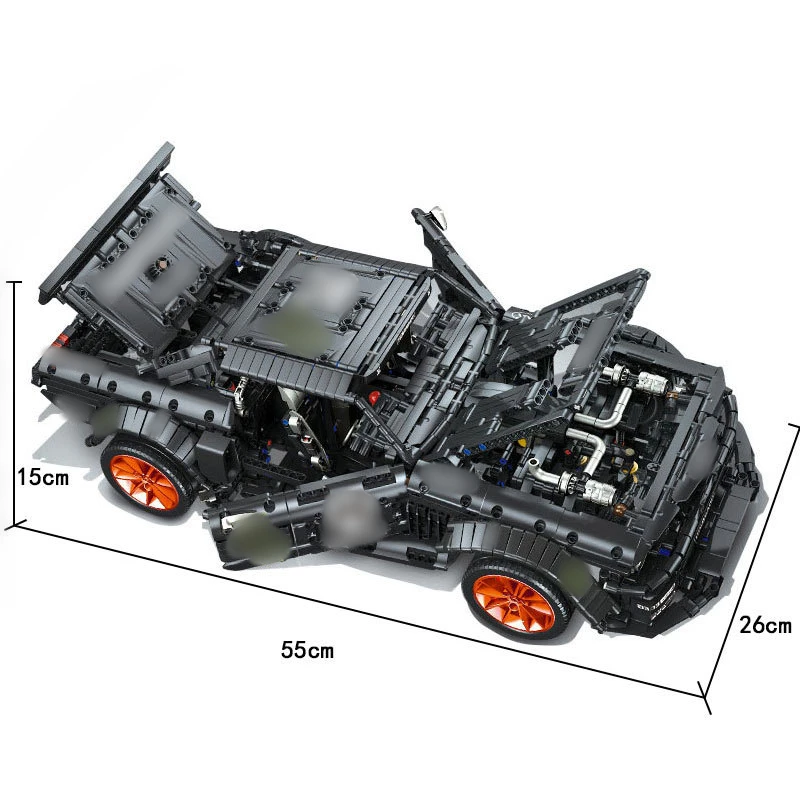 23009 3168 шт Черный гоночный автомобиль с мотором технический MOC-22970 строительный блок кирпичная игрушка подарок