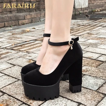 

Sarairis 2020 Hot Sale Platform Summer Shoes Woman Pumps Female Chunky High Heels Buckle Strap Concise Pumps Women Shoes