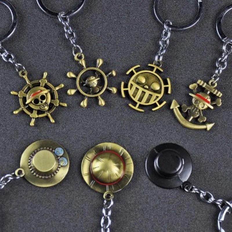 Японская цельная Обезьяна D. Брелок для ключей Luffy с мультяшным рисунком шапка
