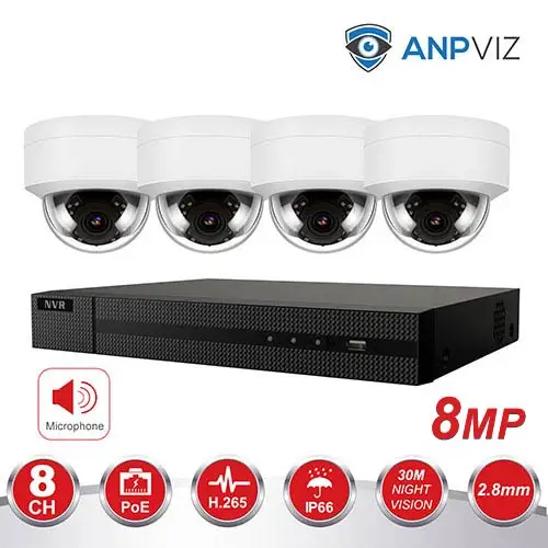 8CH 4K POE NVR Kit Security Camera System 8.0MP IR Indoor/Outdoor CCTV Dome POE IP Camera P2P Video Surveillance Set 2TB HDD - Цвет: 4 White 8MP KIT