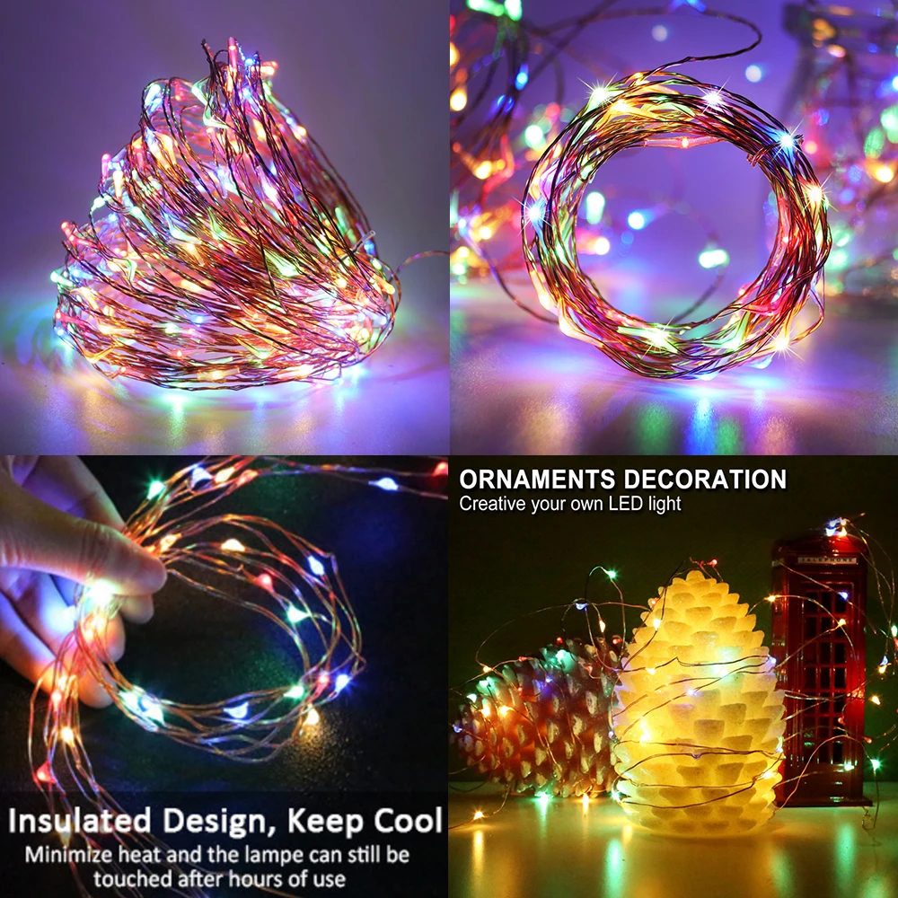 12V Led Fairy Lights Copper Wire String Christmas Lights 10M 20M 30M Holiday Outdoor Garland For Tree Wedding Party Decoration