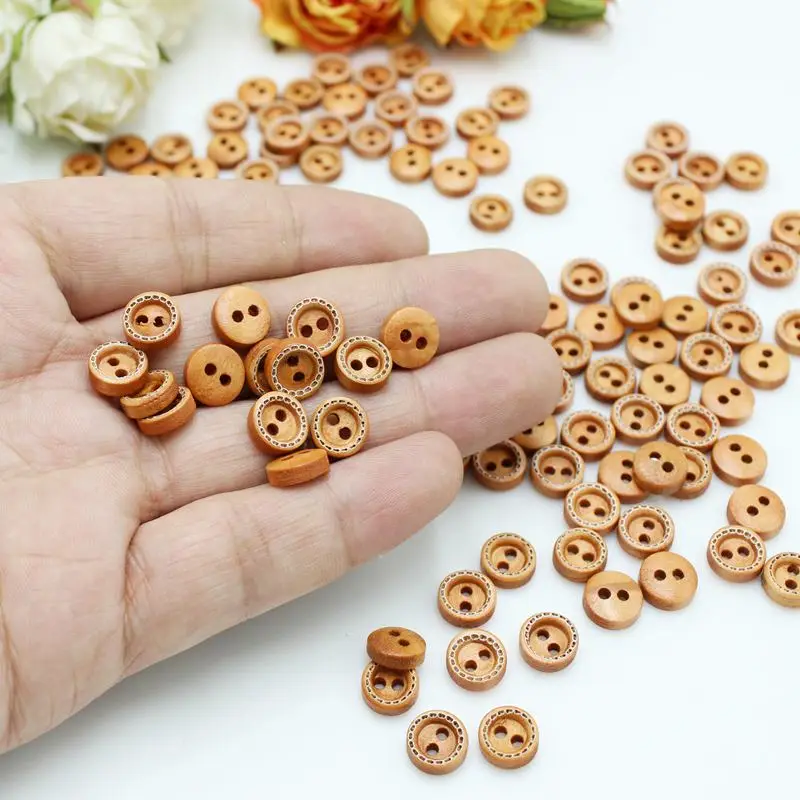 100 or 200pcs 8mm Mini Wooden Buttons for Crafts Sewing Accessories Clothing Supplies Home Decor 4 Holes 2