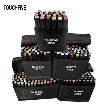 

TouchFIVE 24/30/40/60/80/168lot Markers Hand Painted Manga Drawing Markers Pen Alcohol Based Sketch Oily Twin Brush Pen Bookmark
