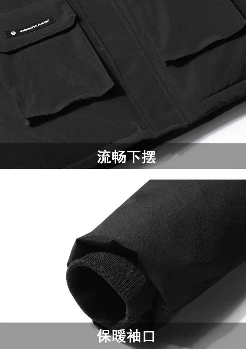 Hot Selling Winter New Style Men Hooded Thick Warm Medium-length Cotton-padded Clothes Fur Collar down Jacket Cotton-padded Clot