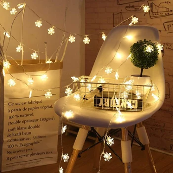 

6M 40LED Snowflake String Light Christmas Garland Fairy LED Ball Light Lanterns Xmas Outdoor Party Decor Battery Power