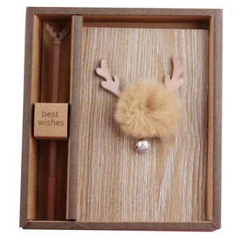 

Notebook Pen Set Cartoon Notebook Wooden Gift Box Girl School Supplies