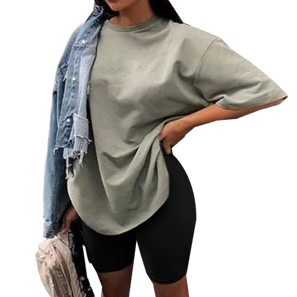 Women's Two-piece T shirt and Bike Shorts Set Loose Home Wear Fashion Sports Suit Ladies O Neck Short Sleeve Top Shirt Outfit