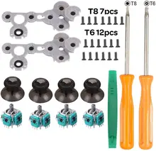 Xbox um kit de reparação controlador módulo sensor analógico 3d & polegar + botão borracha condutora d almofadas t8 t6 parafuso torx chave de fenda