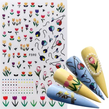 

WUF 1 PC Nail Flower Animal Grass Butterfly 3D Adhesive Sliders Wraps Tips Charm Art Manicure Decorations