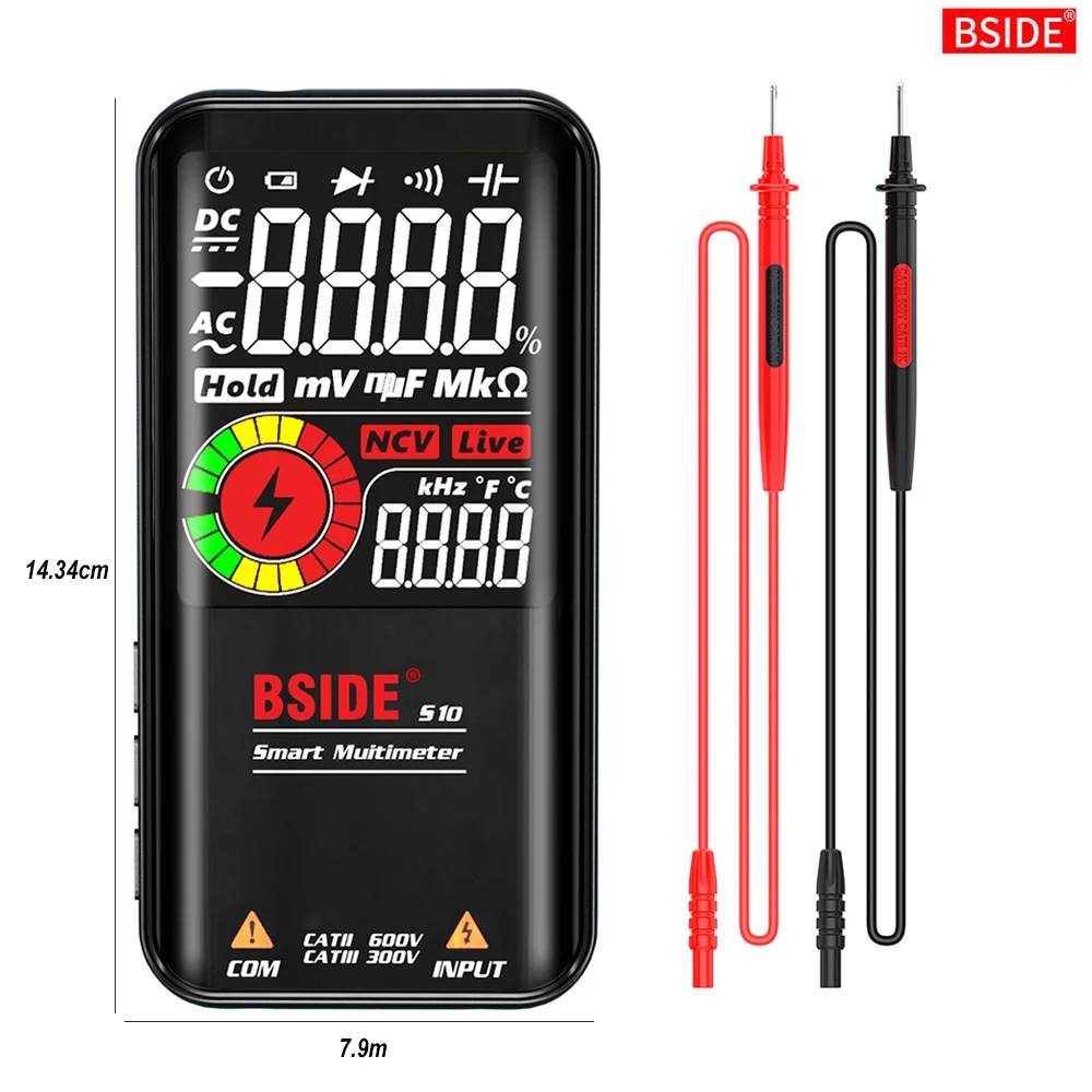 BSIDE Profesional Digital Multimeter 9999counts Smart serie multimetro DC AC Voltage Capacitor Ohm Diode NCV Hz Live wire Tester