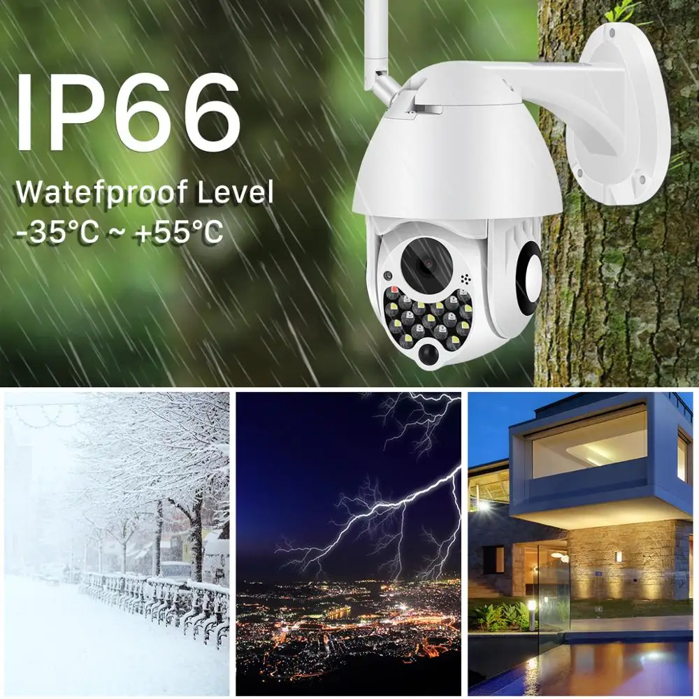 Наружная Wifi PTZ камера 1080P с сиреной светильник с автоматическим отслеживанием облачная Домашняя безопасность ip-камера 2MP 4X цифровой зум скоростная купольная камера