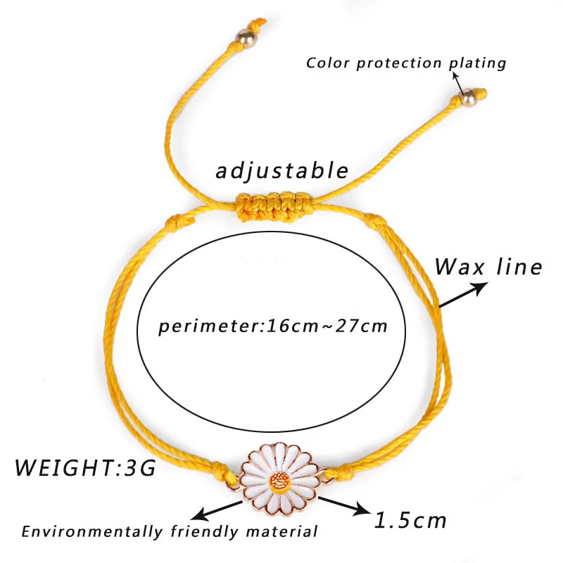 Pure Life хиппи бохо пляжный серф-браслеты ручной работы маргаритки Подвески Браслет Дружбы Вощеная полоска регулируемые браслеты и браслет