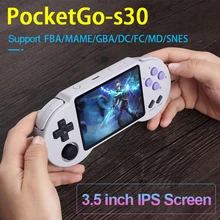 Pocketgo s30 3.5 polegada ips retro handheld game console open source jogador de vídeo para psp n64 md 10000 jogos jogadores de bolso