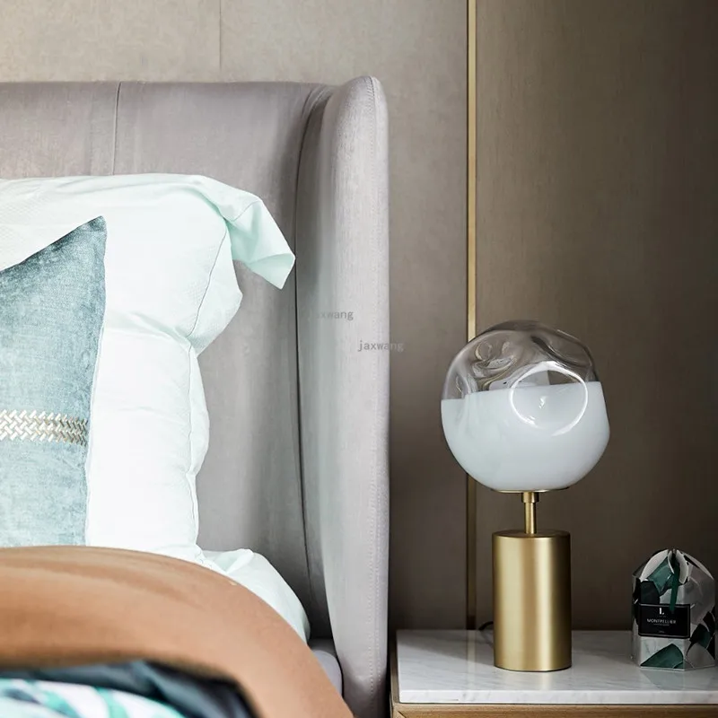 Нордическая лампа прикроватная гостиная домашняя настольная лампа-деко освещение, осветительный прибор настольные лампы для спальни стеклянная настольная лампа