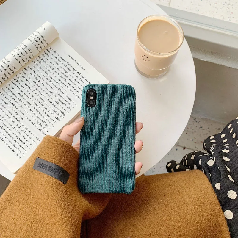 Green Вельветовый чехол для телефона для Iphone 8 7 6 6s Plus, защитная задняя крышка для Iphone XR X XS MAX, оранжевый, серый, красный, зимний, осенний, чехол - Цвет: Green