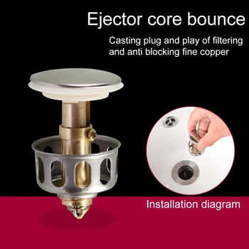 

With Filter Basket Bathroom Sink Universal Drain Plug Easy Install Hair Catcher Replacement Parts Strainer Basin Bathtub Bounce
