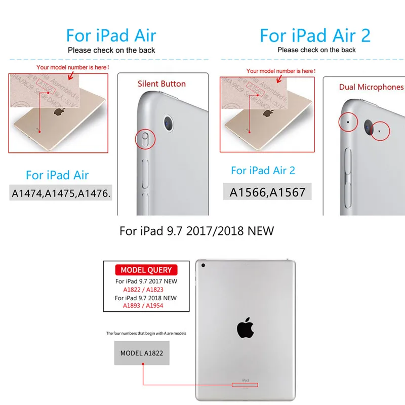 Для iPad Air 2 Air 1 чехол, Авто Режим сна и магнитной застежкой из искусственной кожи смарт-чехол для iPad 9,7 5th 6th поколения Чехол