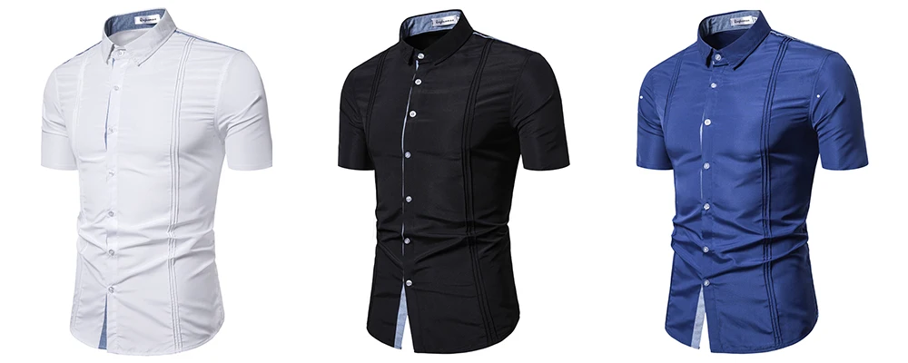 WSGYJ мужские рубашки брендовые модные однотонные повседневные рубашки с коротким рукавом хлопковые дышащие рубашки Черная мужская одежда