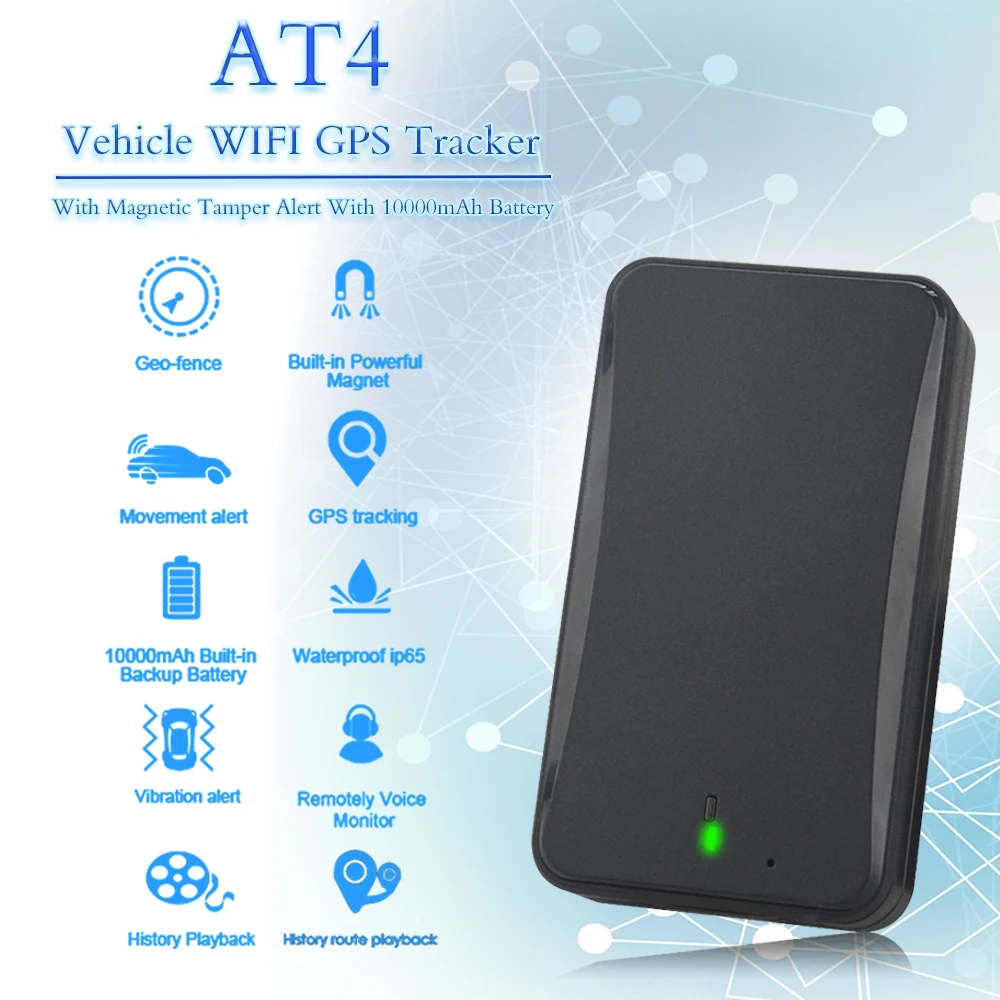 AT4/GT730 автомобильный трекер локатор портативный сильный магнит wifi gps 10000 мАч