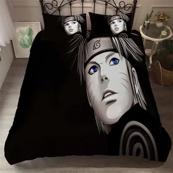 

HELENGILI 3D Bedding Set Naruto Print Duvet Cover Set Bedcloth with Pillowcase Bed Set Home Textiles #NT-02
