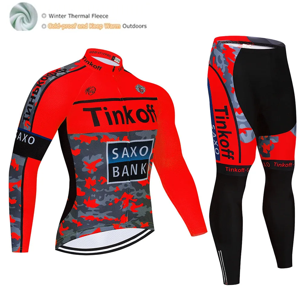 Tinkoff, красный Ropa Ciclismo Invierno, зимняя велосипедная Джерси, теплый флисовый комплект одежды с длинным рукавом для велоспорта, одежда для велоспорта - Цвет: Winter Cylcing suit