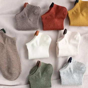 

Women's spring and autumn new solid color light mouth socks gray