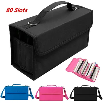 

80 Slots Large Capacity Marker Pen Case Art Markers Pen Multi-Layer Folding Storage Carrying Bag Durable Sketch Tools Organizer